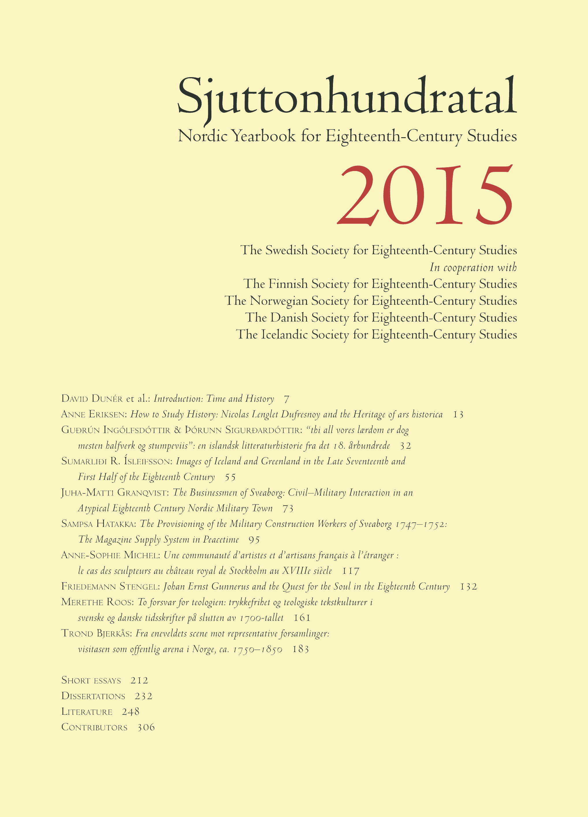 Frontcover of Sjuttonhundratal 2015.